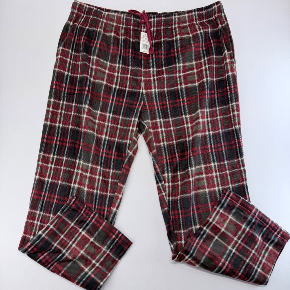 Cuddl Duds Mens Red Plaid Microfleece Cozy Sleep Pant Pajamas 3XLT
